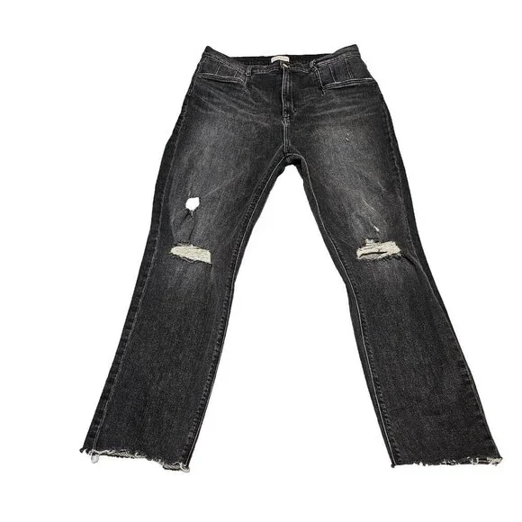 Favorite Daughter Jordie Charcoal Gray Distressed Jeans Size 34 Stretch Cotton - Picture 2 of 16